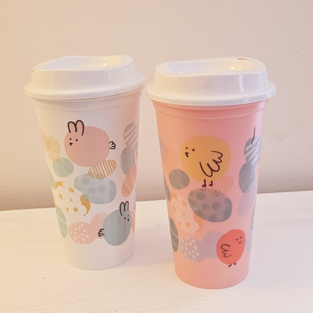 Starbucks Easter Travel Plastic Mugs Set of 2